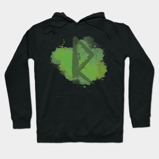 Rune Raido On Green Watercolor Hoodie